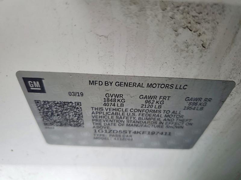 Продажа на аукционе авто 2019 Chevrolet Malibu, vin: 1G1ZD5ST4KF197411, номер лота: 58428866