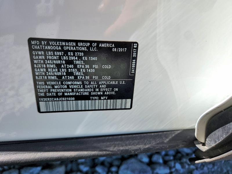 Aukcja sprzedaży 2018 Volkswagen Atlas, vin: 1V2KR2CA8JC521030, numer aukcji: 56158476
