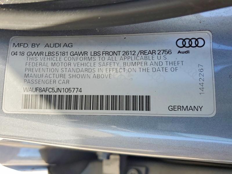 2018 Audi A6 მანქანა იყიდება აუქციონზე, vin: WAUF8AFC5JN105774, აუქციონის ნომერი: 56498496