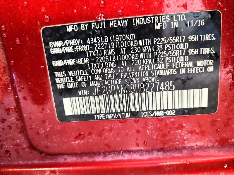 Aukcja sprzedaży 2017 Subaru Crosstrek, vin: JF2GPANC8H8227485, numer aukcji: 55784546