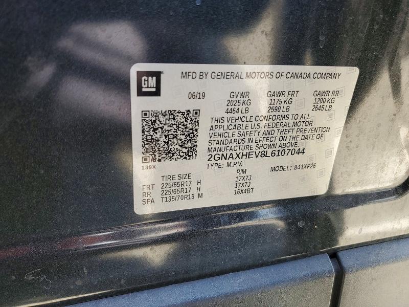 Aukcja sprzedaży 2020 Chevrolet Equinox, vin: 2GNAXHEV8L6107044, numer aukcji: 55871946