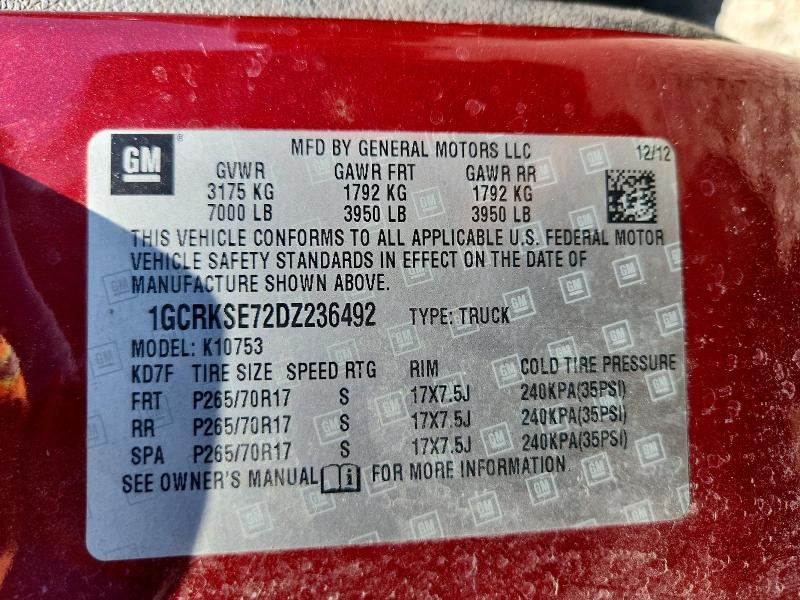 2013 Chevrolet Silverado მანქანა იყიდება აუქციონზე, vin: 1GCRKSE72DZ236492, აუქციონის ნომერი: 56144296