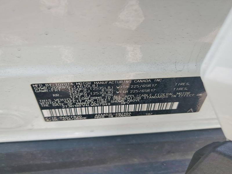 2020 Toyota Rav4 მანქანა იყიდება აუქციონზე, vin: 2T3H1RFV4LW067949, აუქციონის ნომერი: 55533736