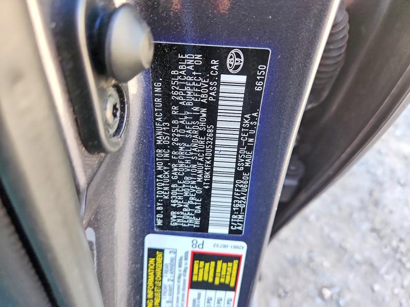 Aukcja sprzedaży 2013 Toyota Camry, vin: 4T1BK1FK4DU532685, numer aukcji: 59017086