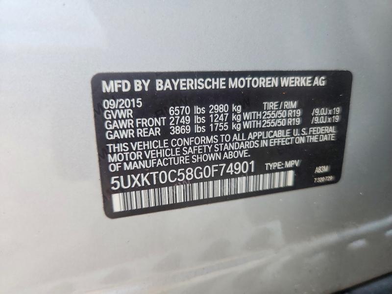 Aukcja sprzedaży 2016 Bmw X5, vin: 5UXKT0C58G0F74901, numer aukcji: 58256566
