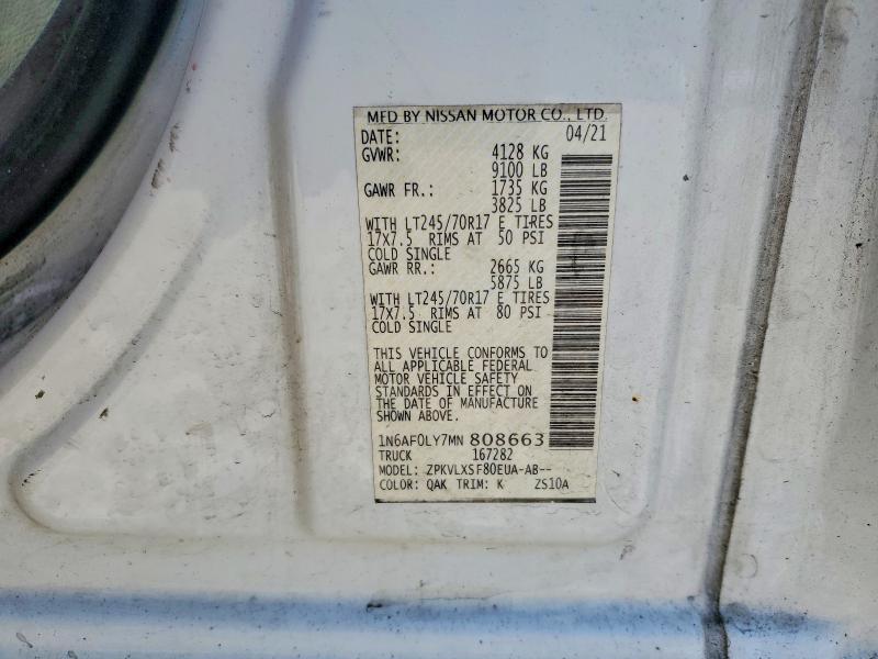 55964456 :رقم المزاد ، 1N6AF0LY7MN808663 vin ، 2021 Nissan Nv مزاد بيع