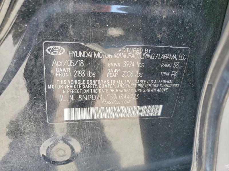 2018 Hyundai Elantra მანქანა იყიდება აუქციონზე, vin: 5NPD74LF5JH344223, აუქციონის ნომერი: 54966596