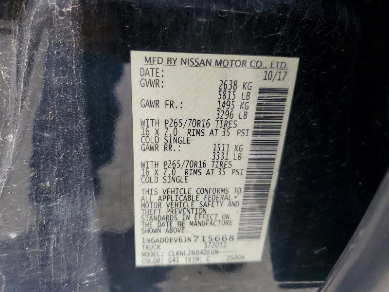 Aukcja sprzedaży 2018 Nissan Frontier, vin: 1N6AD0EV6JN715668, numer aukcji: 56996086
