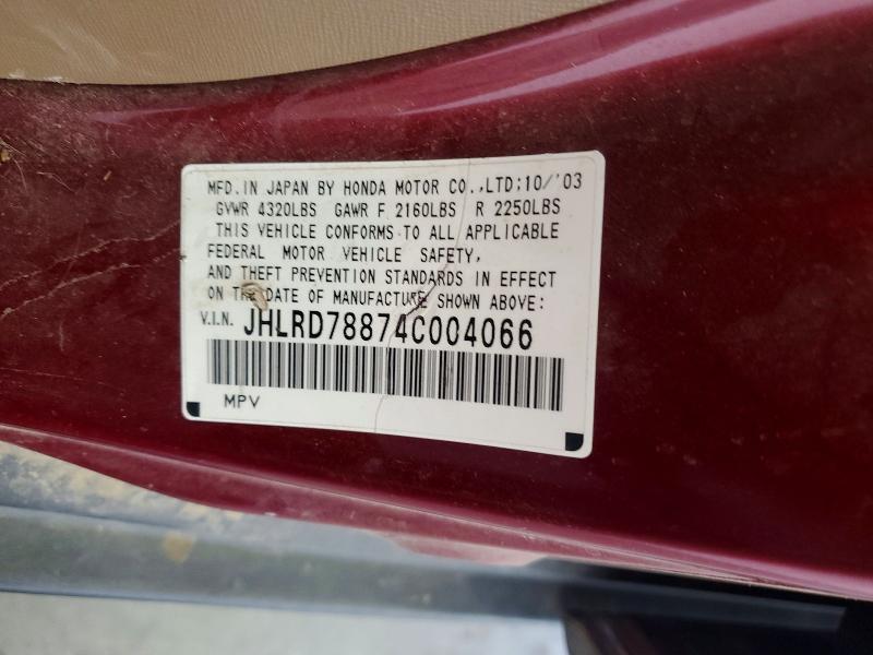 Продажа на аукционе авто 2004 Honda Cr-v, vin: JHLRD78874C004066, номер лота: 56997686