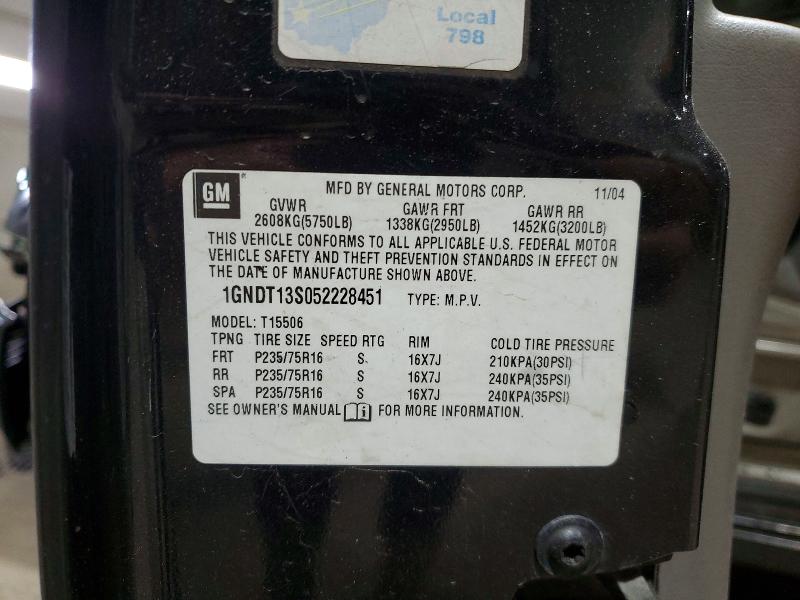 Продажа на аукционе авто 2005 Chevrolet Trailblazer, vin: 1GNDT13S052228451, номер лота: 55817406