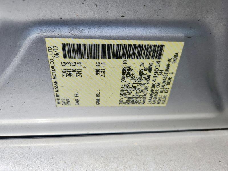 57527776 :رقم المزاد ، 1N4AA6AP1HC439014 vin ، 2017 Nissan Maxima مزاد بيع