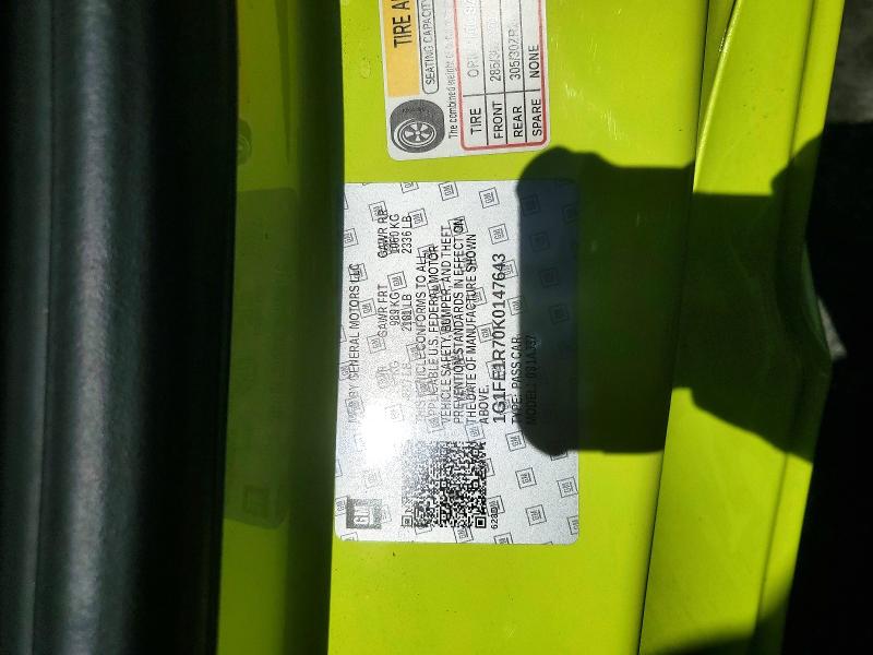 Aukcja sprzedaży 2019 Chevrolet Camaro, vin: 1G1FE1R70K0147643, numer aukcji: 57294946