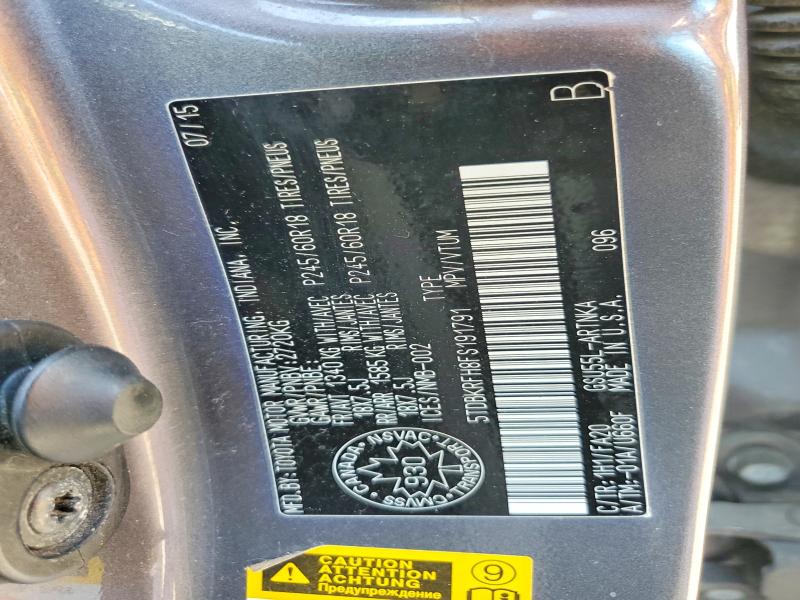 77249325 :رقم المزاد ، 5TDBKRFH8FS191791 vin ، 2015 Toyota Highlander مزاد بيع