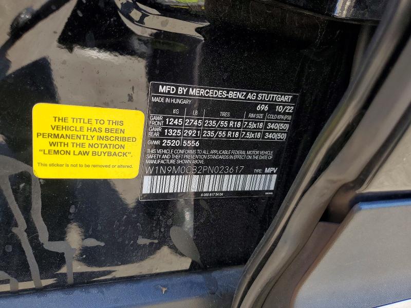 Aukcja sprzedaży 2023 Mercedes-benz Eqb, vin: W1N9M0CB2PN023617, numer aukcji: 55193126