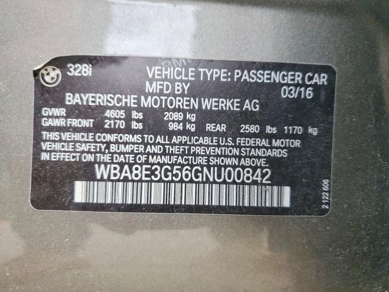 Продажа на аукционе авто 2016 Bmw 328, vin: WBA8E3G56GNU00842, номер лота: 58316456