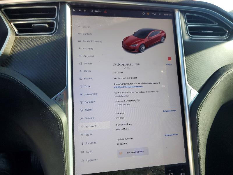 2017 Tesla Model S მანქანა იყიდება აუქციონზე, vin: 5YJSA1E13HF189575, აუქციონის ნომერი: 55036566