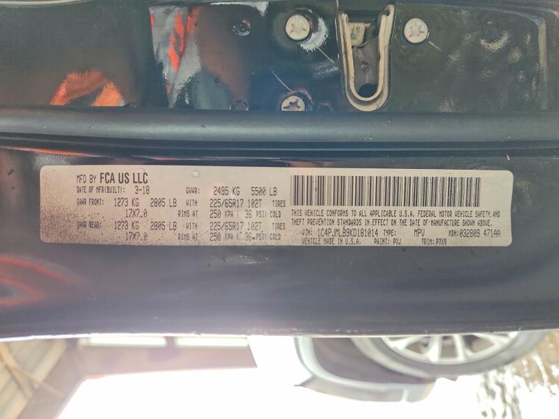 2019 Jeep Cherokee მანქანა იყიდება აუქციონზე, vin: 1C4PJMLB9KD181014, აუქციონის ნომერი: 55820156