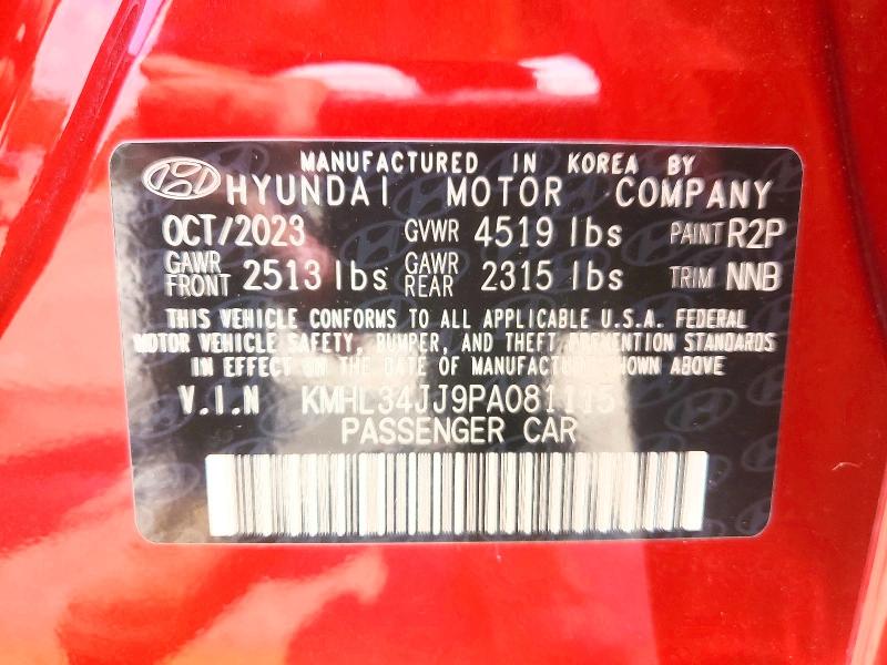 59107926 :رقم المزاد ، KMHL34JJ9PA081115 vin ، 2023 Hyundai Sonata Hybrid مزاد بيع