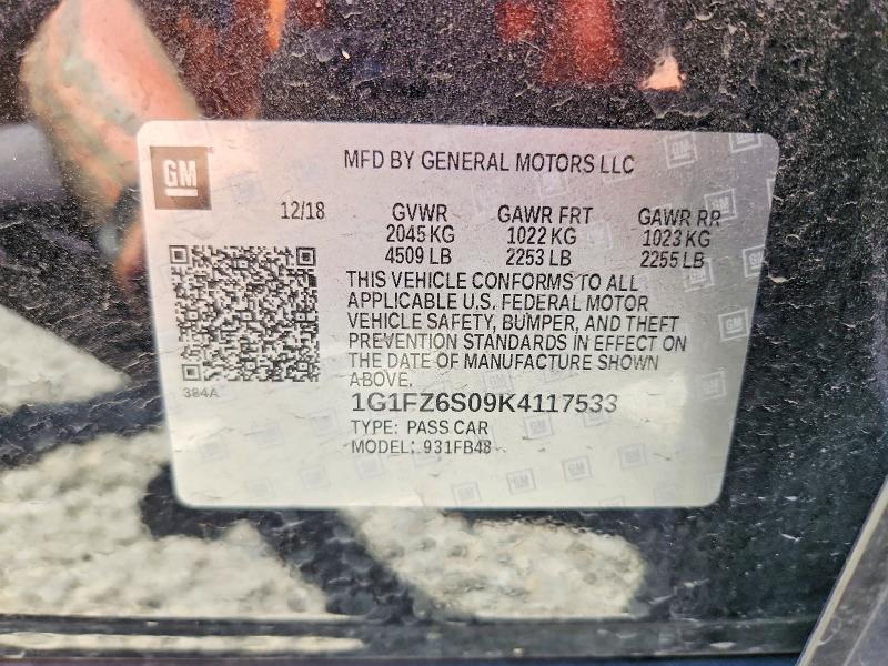Aukcja sprzedaży 2019 Chevrolet Bolt Ev, vin: 1G1FZ6S09K4117533, numer aukcji: 59169346