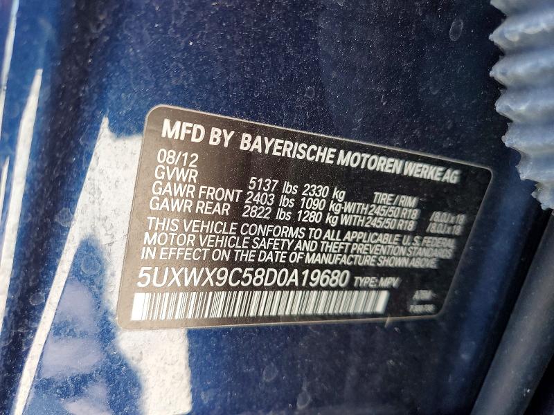2013 Bmw X3 მანქანა იყიდება აუქციონზე, vin: 5UXWX9C58D0A19680, აუქციონის ნომერი: 57856996