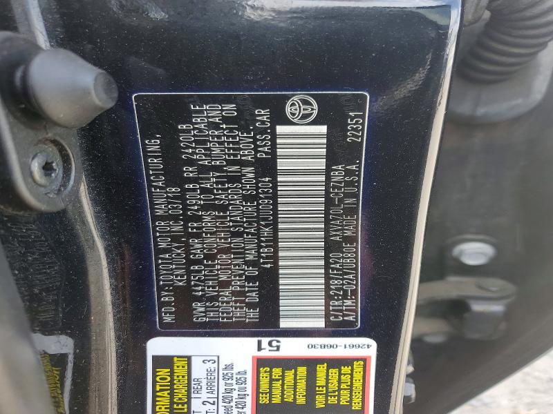 Продажа на аукционе авто 2018 Toyota Camry, vin: 4T1B11HK1JU091304, номер лота: 55412346