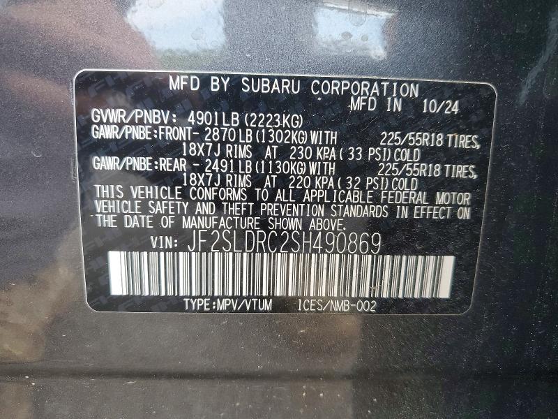 Aukcja sprzedaży 2025 Subaru Forester, vin: JF2SLDRC2SH490869, numer aukcji: 58537636