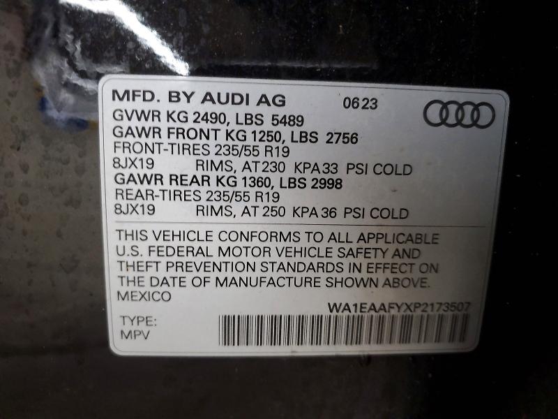 57638856 :رقم المزاد ، WA1EAAFYXP2173507 vin ، 2023 Audi Q5 مزاد بيع