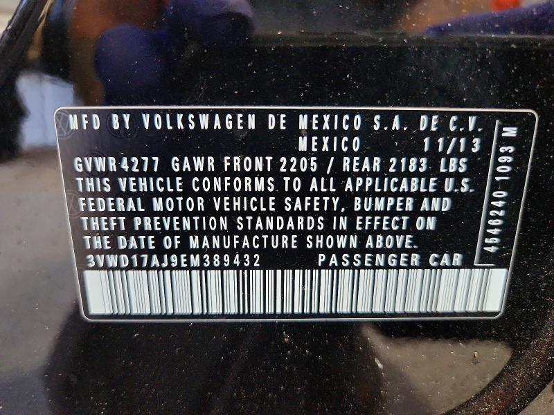 57850416 :رقم المزاد ، 3VWD17AJ9EM389432 vin ، 2014 Volkswagen Jetta مزاد بيع