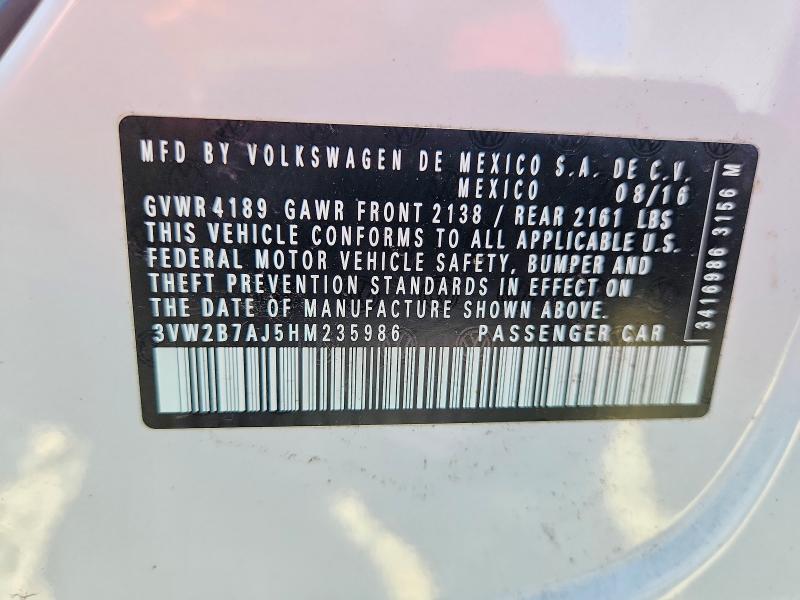 56473126 :رقم المزاد ، 3VW2B7AJ5HM235986 vin ، 2017 Volkswagen Jetta مزاد بيع