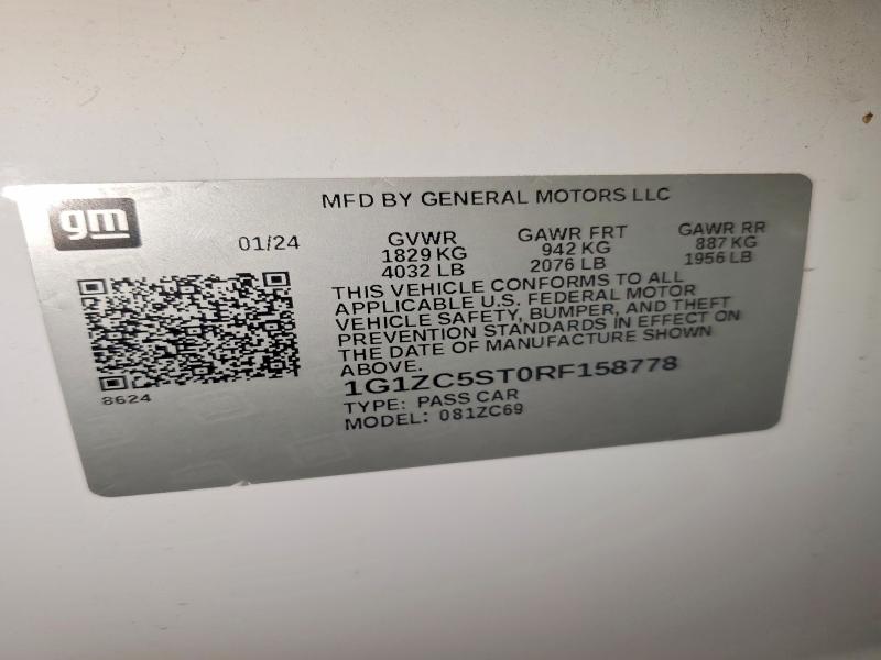 56491556 :رقم المزاد ، 1G1ZC5ST0RF158778 vin ، 2024 Chevrolet Malibu مزاد بيع