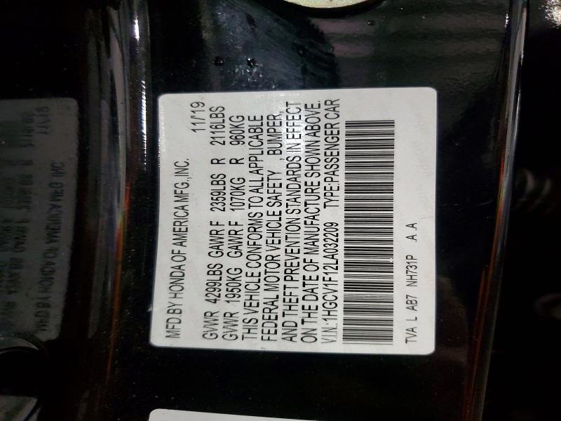 Продажа на аукционе авто 2020 Honda Accord, vin: 1HGCV1F12LA032209, номер лота: 55767656