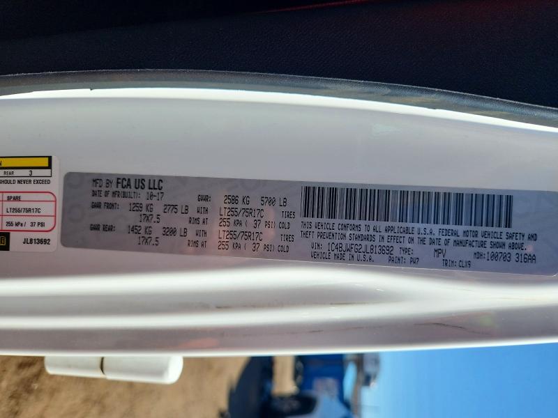 Aukcja sprzedaży 2018 Jeep Wrangler Unlimited, vin: 1C4BJWFG2JL813692, numer aukcji: 59097576