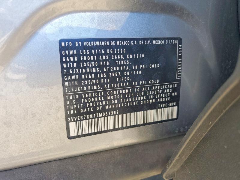 Aukcja sprzedaży 2026 Volkswagen Tiguan, vin: 3VVER7RM1TM057367, numer aukcji: 57024206