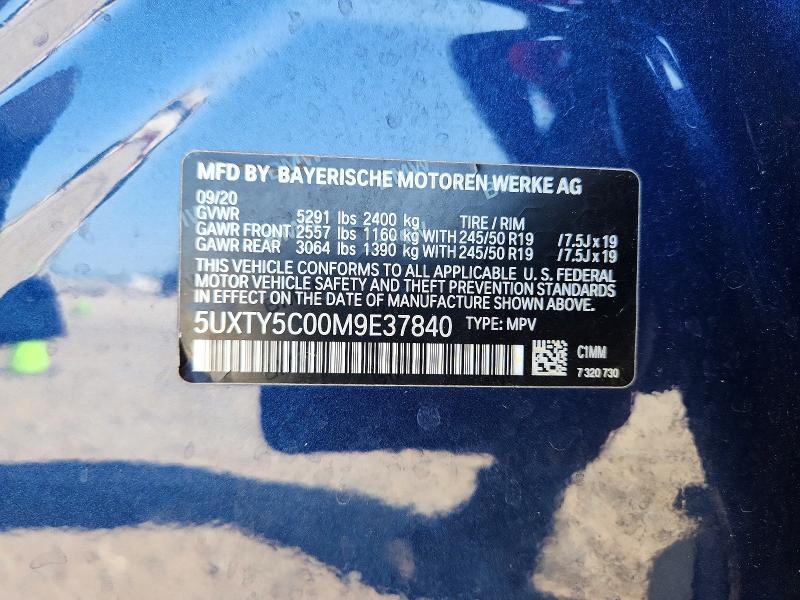 56250136 :رقم المزاد ، 5UXTY5C00M9E37840 vin ، 2021 Bmw X3 مزاد بيع