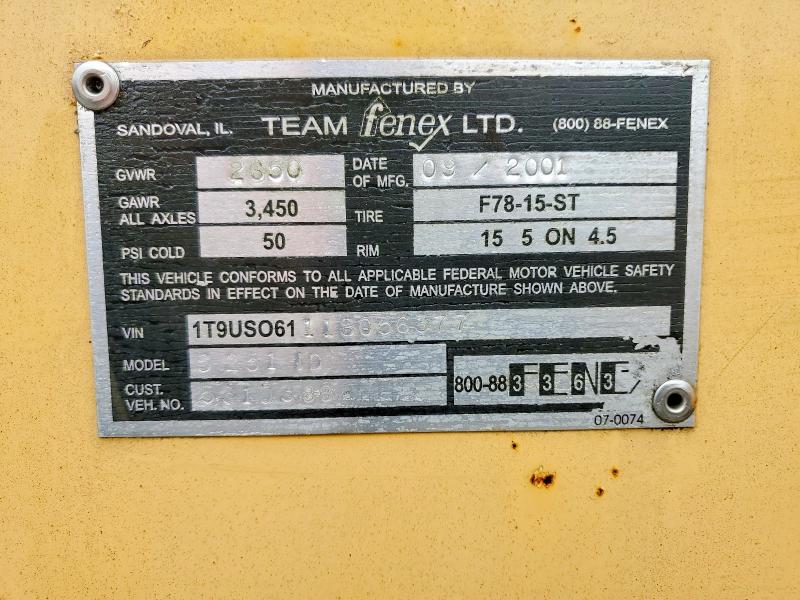 Продаж на аукціоні авто 2001 Fenex Tmab15 Arrowboard Trailer, vin: 1T9US06111S056377, номер лоту: 56416746