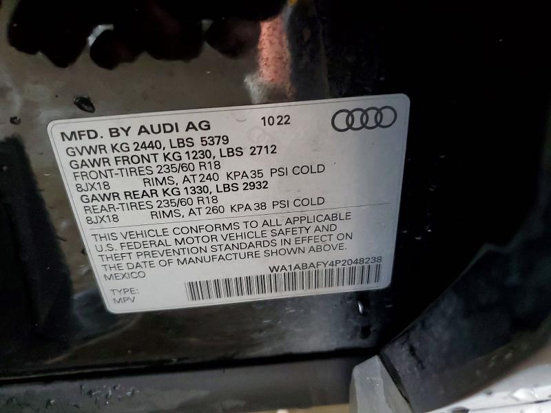 2023 Audi Q5 მანქანა იყიდება აუქციონზე, vin: WA1ABAFY4P2048238, აუქციონის ნომერი: 55977256