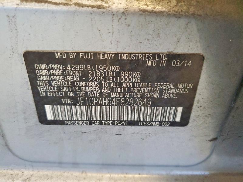 Продажа на аукционе авто 2014 Subaru Impreza, vin: JF1GPAH64E8282649, номер лота: 56540906