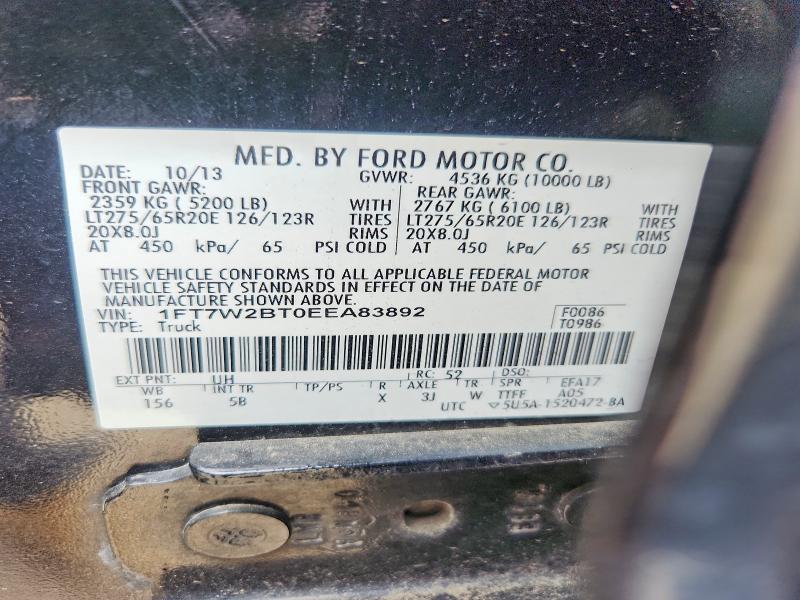 Продажа на аукционе авто 2014 Ford F250, vin: 1FT7W2BT0EEA83892, номер лота: 55880376