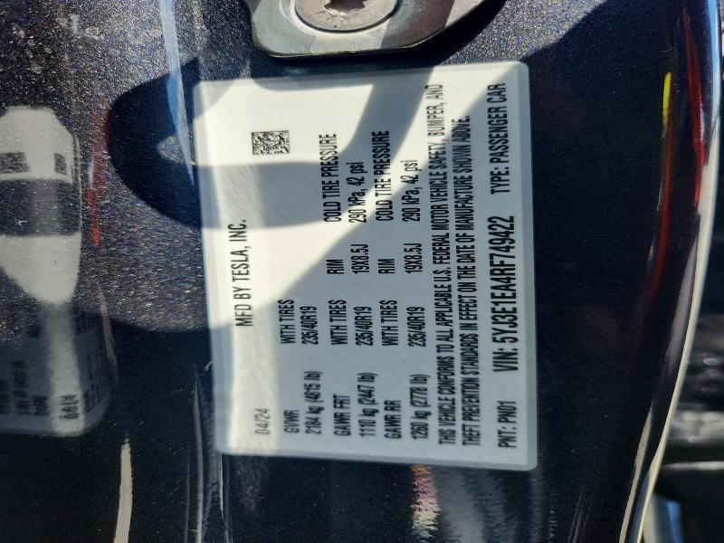 Продаж на аукціоні авто 2024 Tesla Model 3, vin: 5YJ3E1EA4RF749422, номер лоту: 56691246