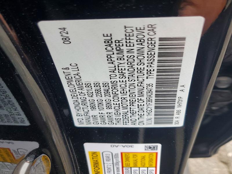Aukcja sprzedaży 2024 Honda Accord, vin: 1HGCY1F36RA084735, numer aukcji: 58625926