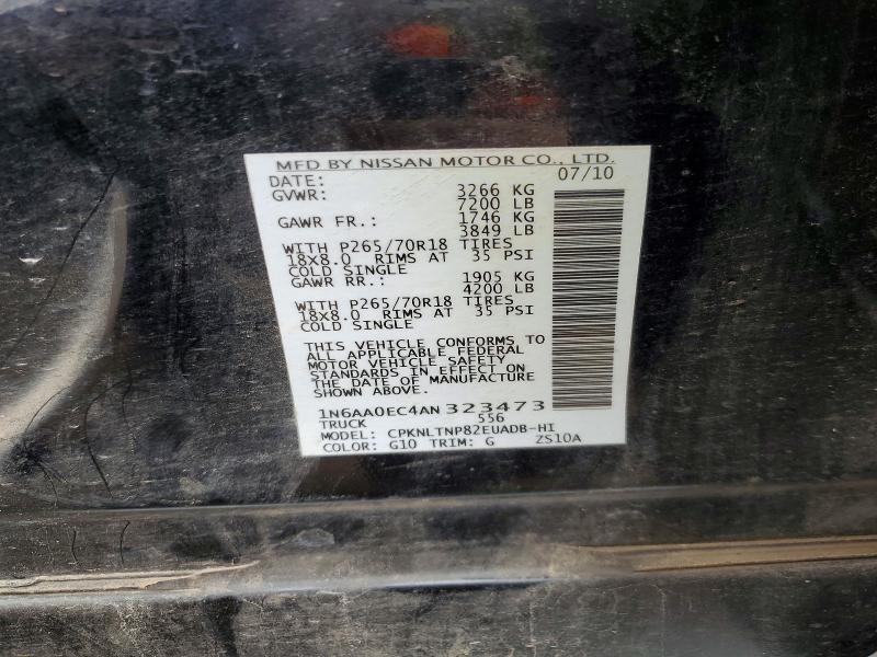 Aukcja sprzedaży 2010 Nissan Titan, vin: 1N6AA0EC4AN323473, numer aukcji: 57008656