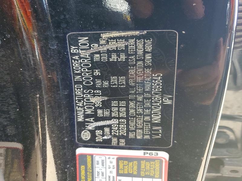 Auction sale of the 2019 Kia Soul, vin: KNDJN2A26K7695645, lot number: 56647046