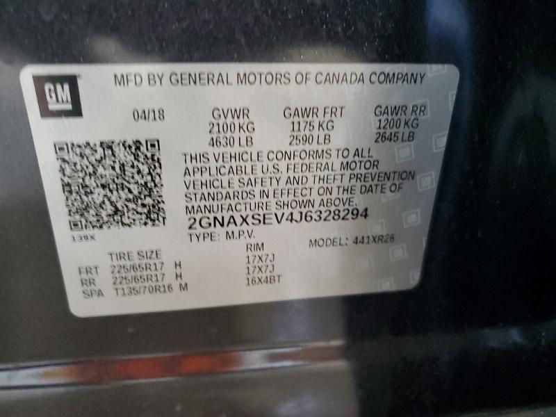 Aukcja sprzedaży 2018 Chevrolet Equinox, vin: 2GNAXSEV4J6328294, numer aukcji: 56256396