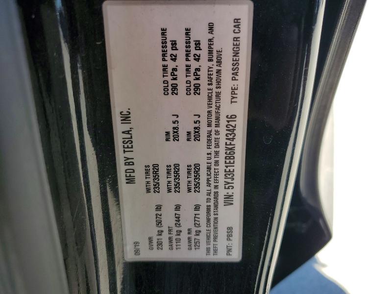 58895376 :رقم المزاد ، 5YJ3E1EB6KF434216 vin ، 2019 Tesla Model 3 مزاد بيع
