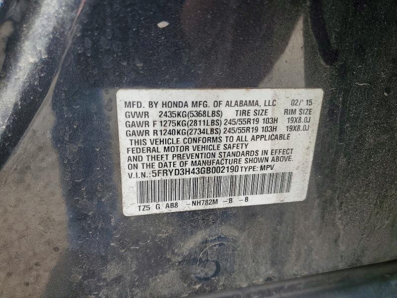 2016 Acura Mdx მანქანა იყიდება აუქციონზე, vin: 5FRYD3H43GB002190, აუქციონის ნომერი: 58413826
