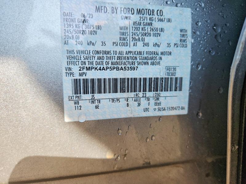 58916366 :رقم المزاد ، 2FMPK4AP5PBA53597 vin ، 2023 Ford Edge مزاد بيع