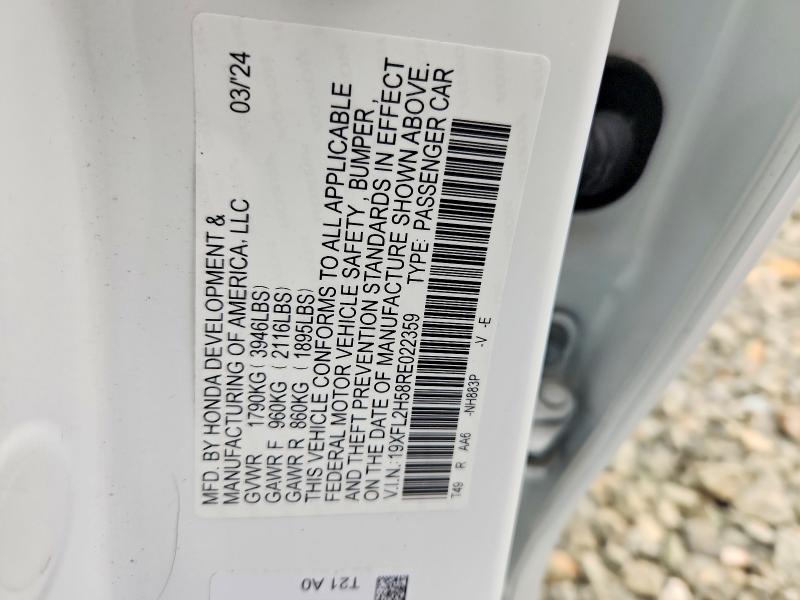 58323846 :رقم المزاد ، 19XFL2H58RE022359 vin ، 2024 Honda Civic مزاد بيع