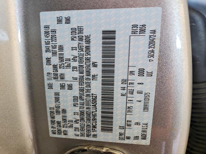 Aukcja sprzedaży 2020 Ford Escape, vin: 1FMCU9H67LUA50627, numer aukcji: 56607436