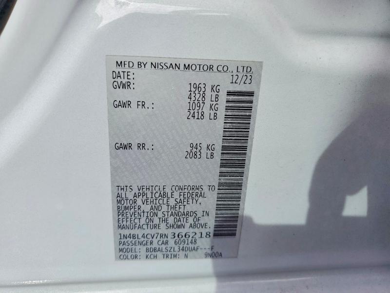 57442696 :رقم المزاد ، 1N4BL4CV7RN366218 vin ، 2024 Nissan Altima مزاد بيع