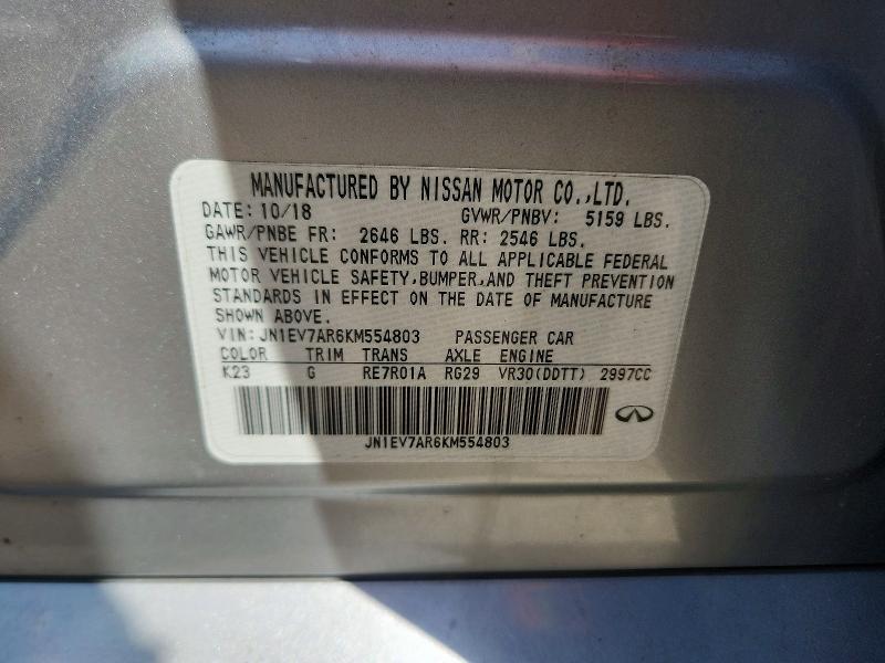58654566 :رقم المزاد ، JN1EV7AR6KM554803 vin ، 2019 Infiniti Q50 مزاد بيع